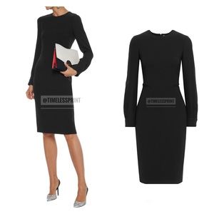 Max Mara Black Ottelia Silk Crepe Wool Dress